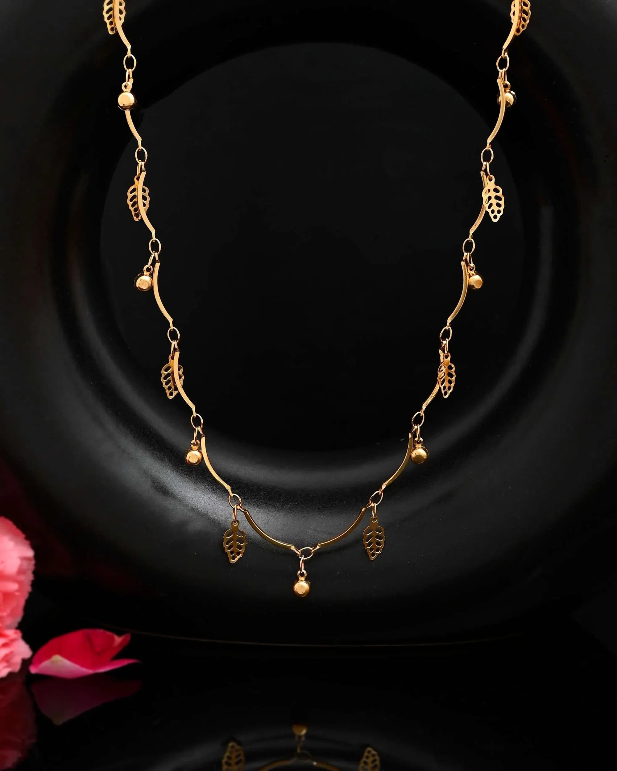 Gold Chain with AD Stone & Leaf | Necklaces from India