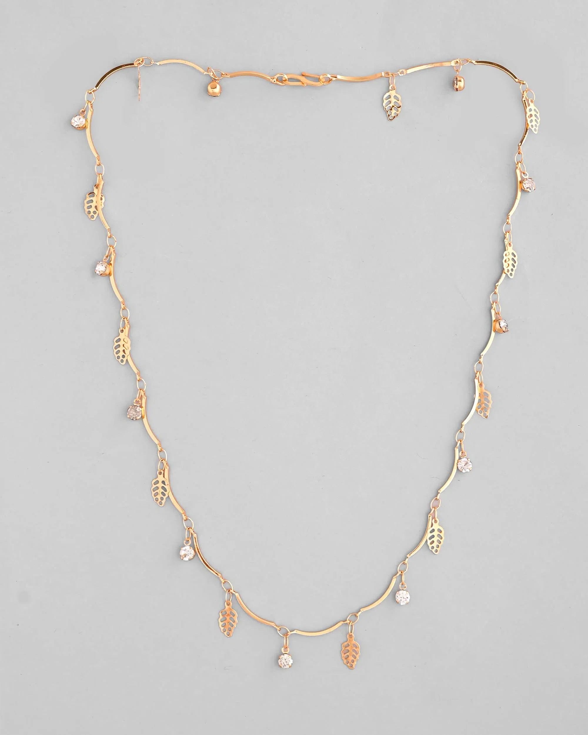 Gold Chain with AD Stone & Leaf | Necklaces from India