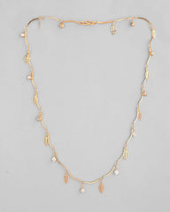 Gold Plated Designer Chain For Women With AD Stone And Leaf-VOJ423