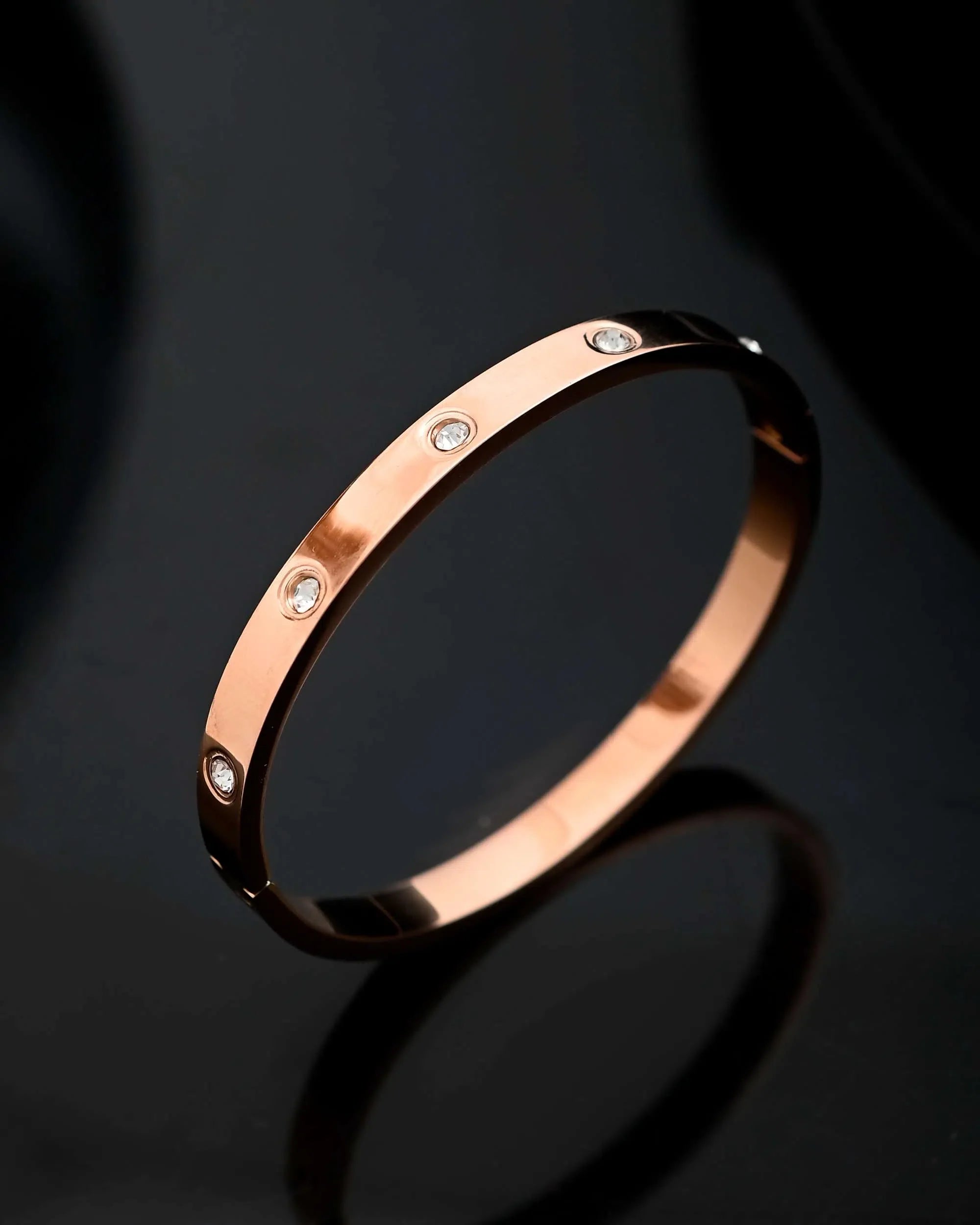 Rose Gold Crystal Kada Bracelet - Indian Artificial Jewelry