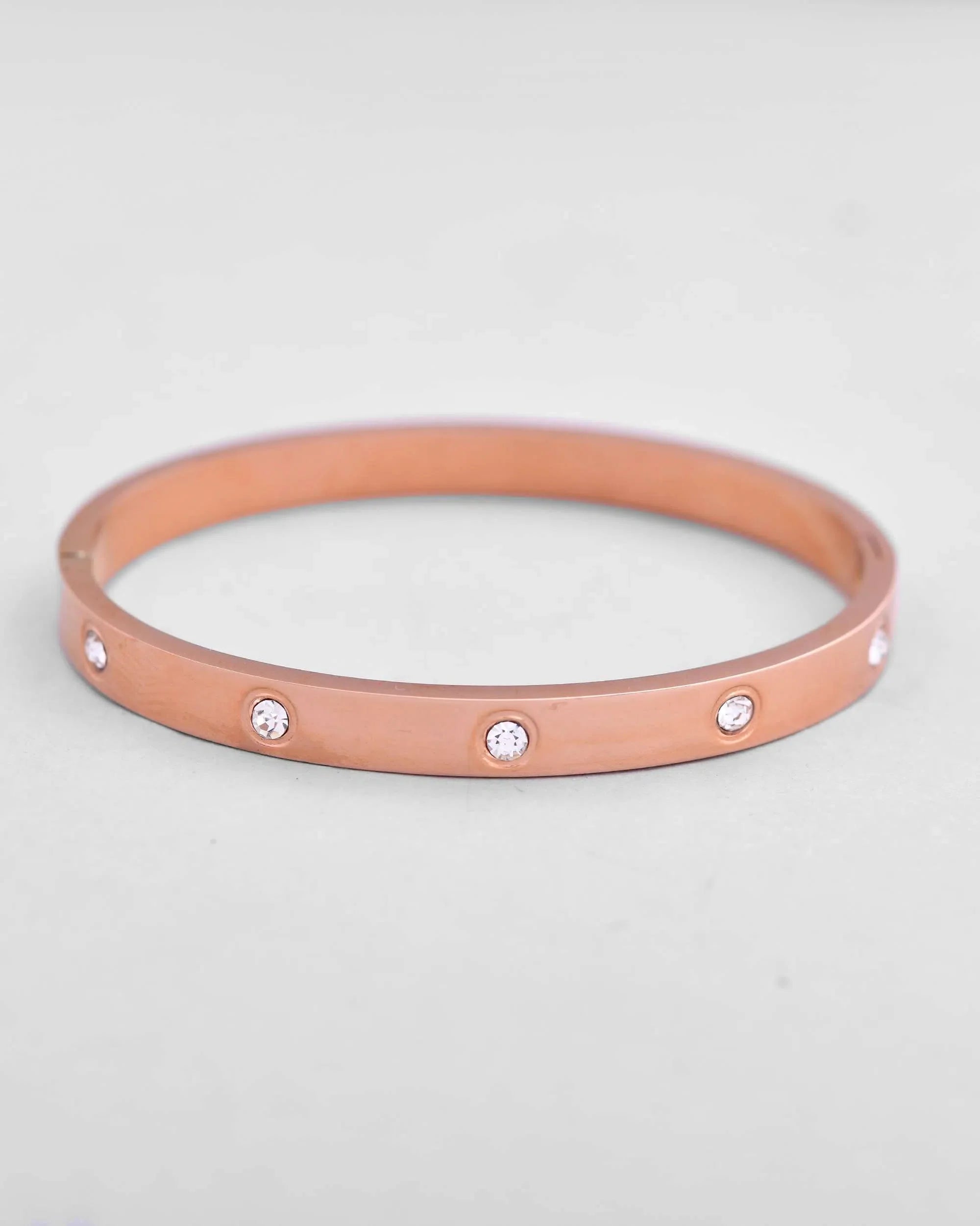 Rose Gold Crystal Kada Bracelet - Indian Artificial Jewelry