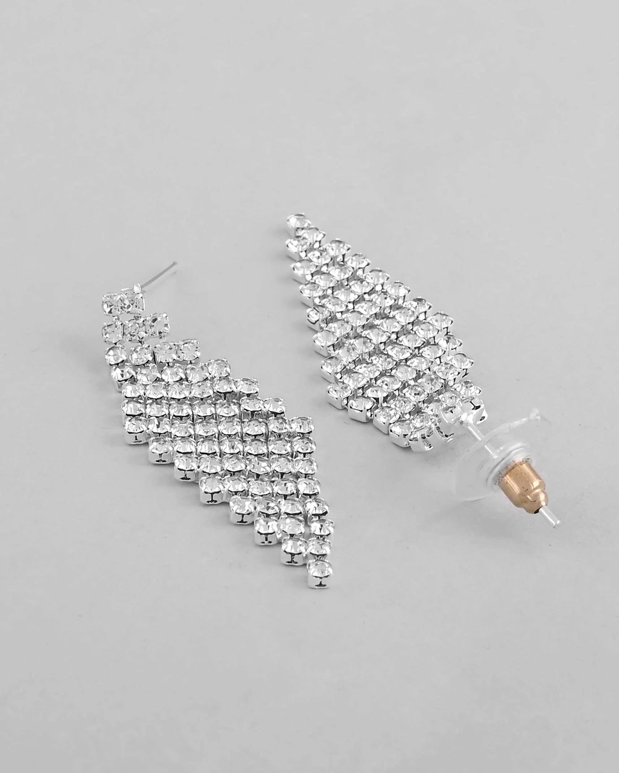 Silver AD Choker & Earring Set - Trendy Artificial Jewelry