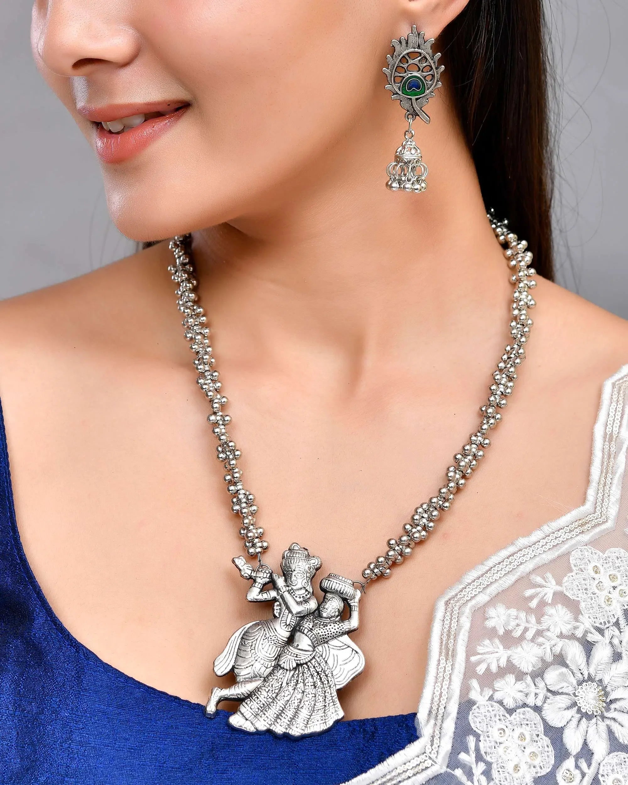 Oxidized Kanha Necklace Set | Indian Artificial Jewelry