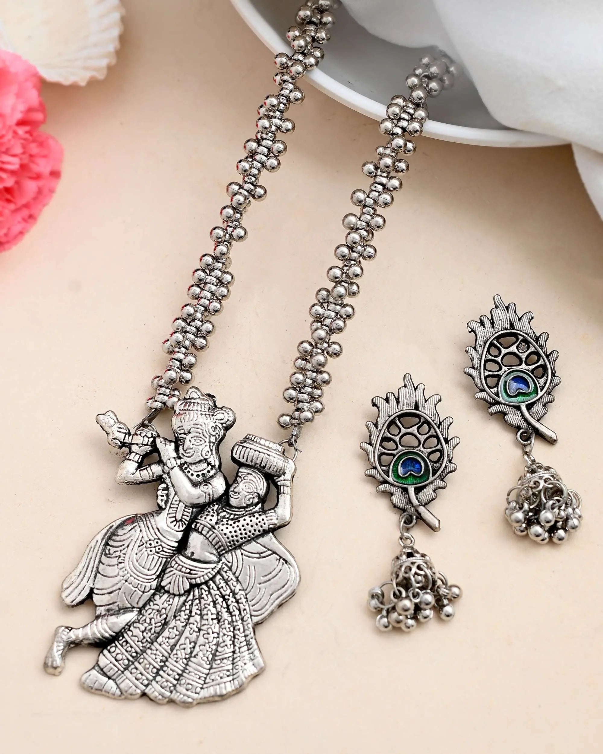 Oxidized Kanha Necklace Set | Indian Artificial Jewelry