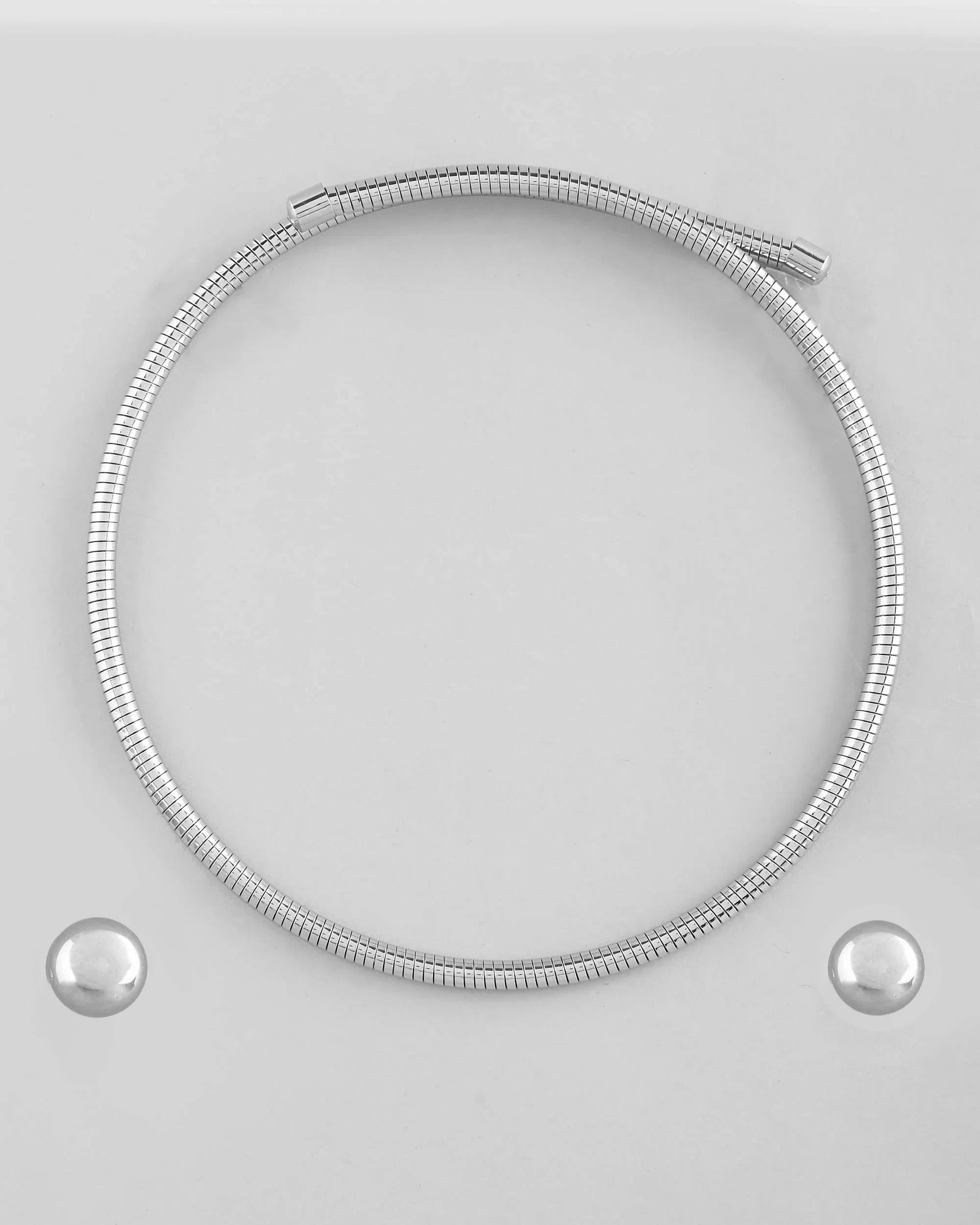 Silver Snake Hasli & Studs Set - Trendy Artificial Jewelry