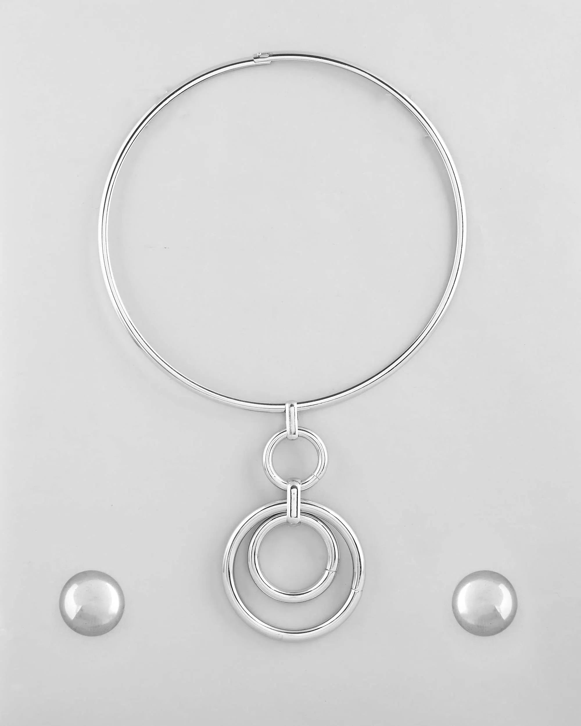 Silver Hasli & Studs Set - Trendy Affordable Indian Jewelry
