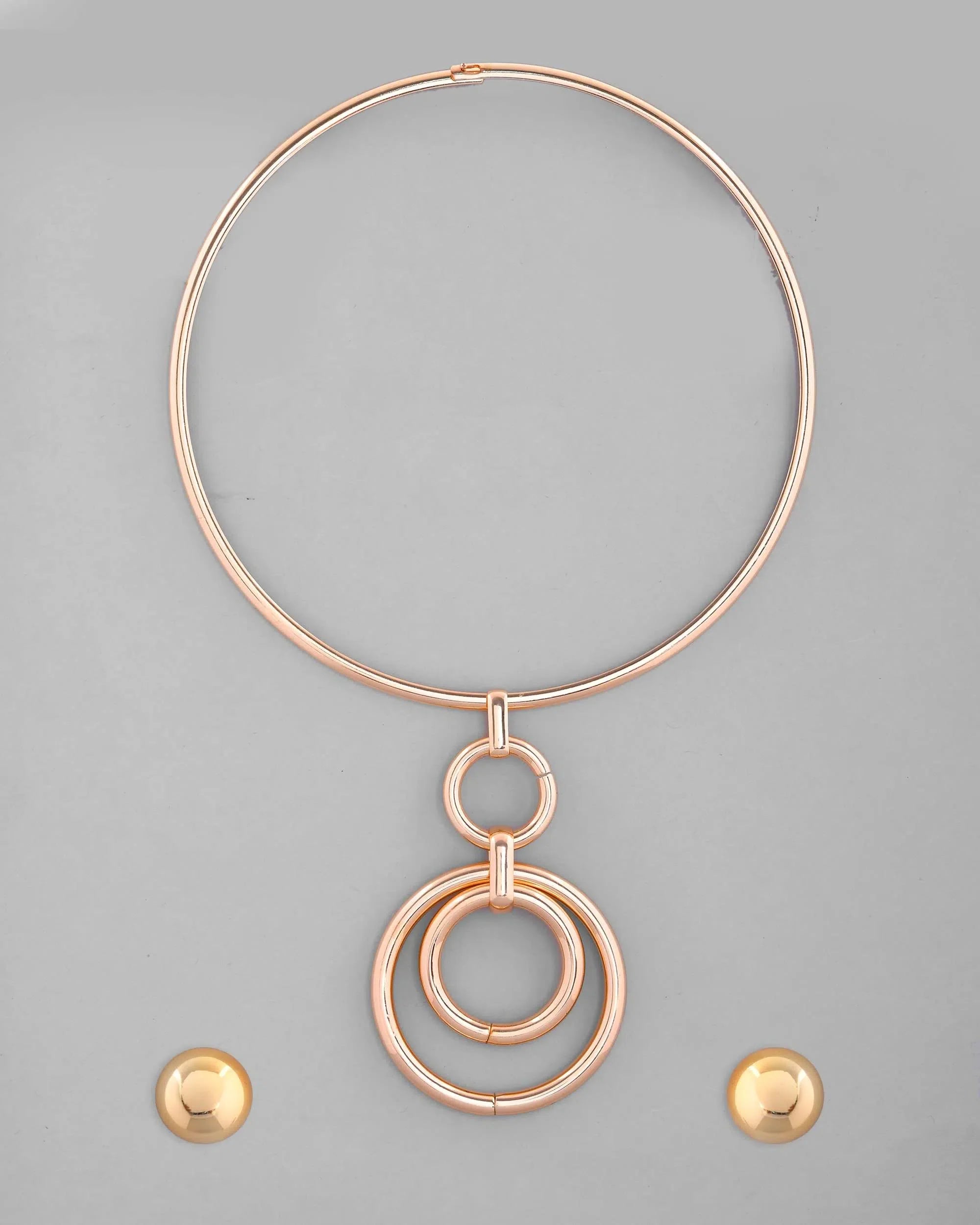 Gold Hasli & Studs Set - Elegant Trendy Artificial Jewelry