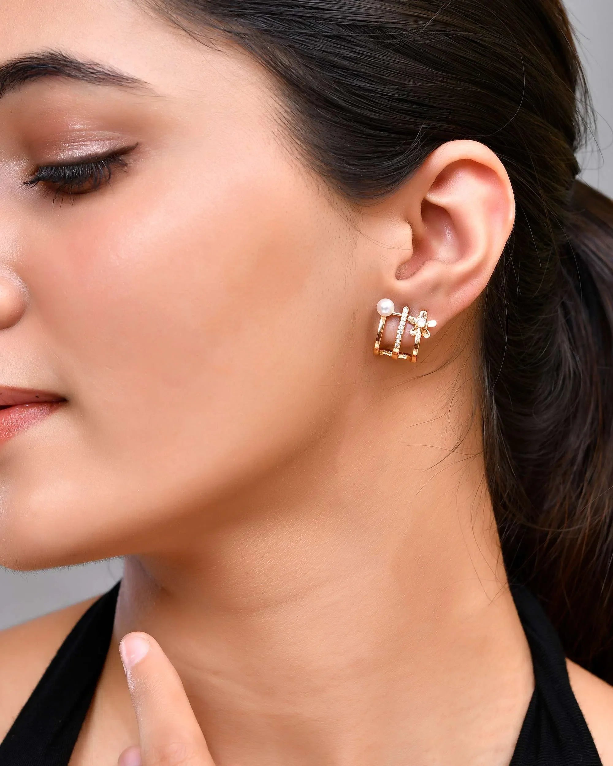 Gold Plated Crystal Stud Earrings - Affordable Jewelry