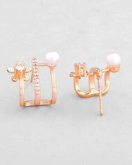 Gold Plated Crystal Studded Stud Earrings-VOJ458