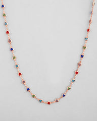 Gold Plated Chain For Women With Multi Colour Hearts-VOJ466