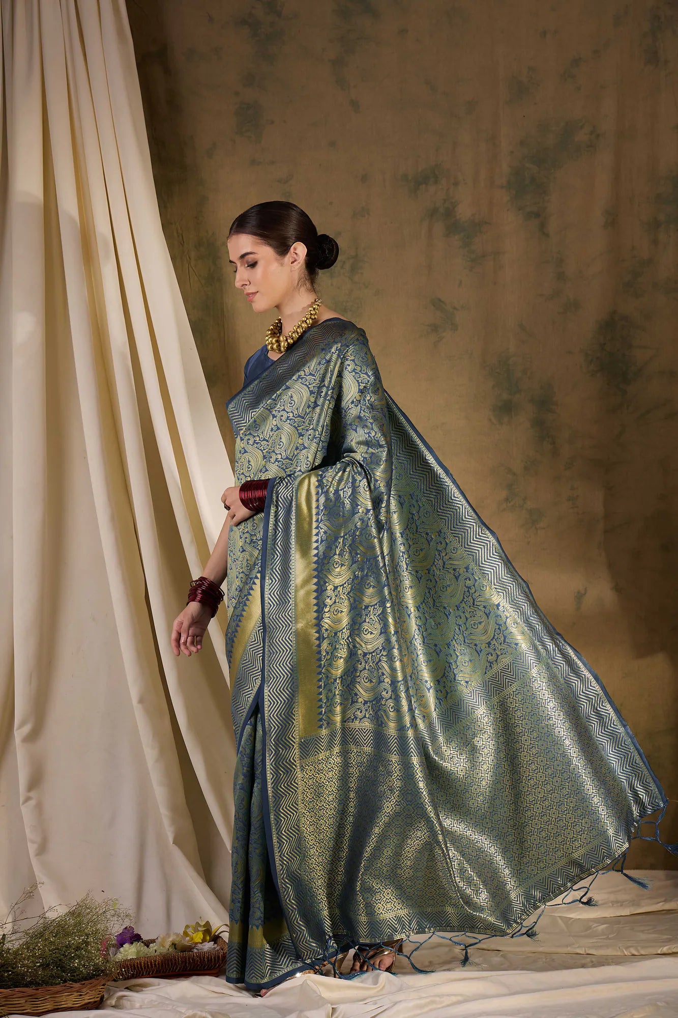 Luxury Indian Silk Saree | Traditional Kanchipuram Elegance