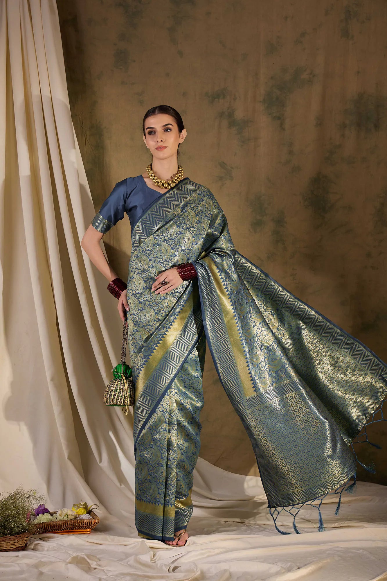 Luxury Indian Silk Saree | Traditional Kanchipuram Elegance