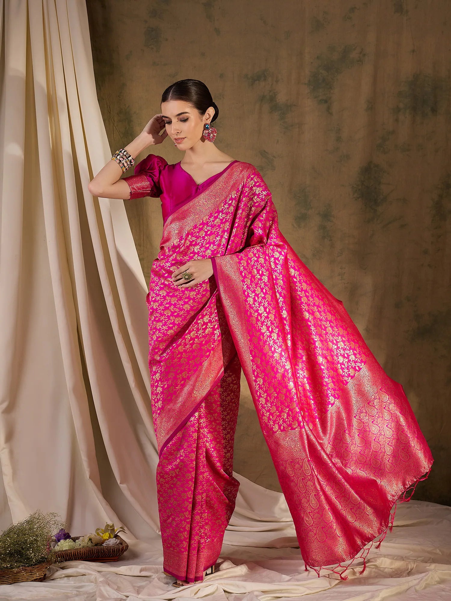 Pink Woven Saree | Indian Wedding Sarees & More