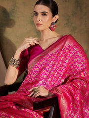 Womens Fashion Ethnic Pink Color Sarees-MLSHWSA1342PNK0ONE