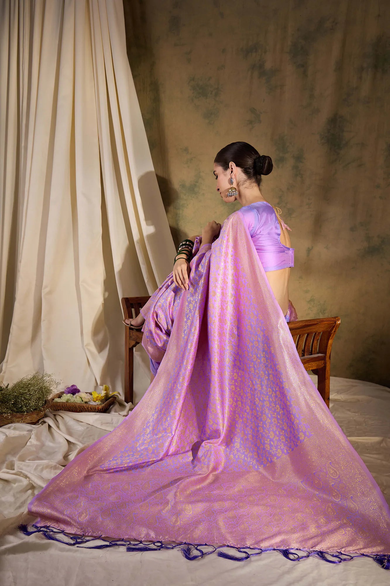 Violet Polyester Saree: Woven Design | Indian Sari Elegance