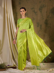 Womens Fashion Ethnic Pista Green Color Sarees-MLSHWSA1345PSG0ONE