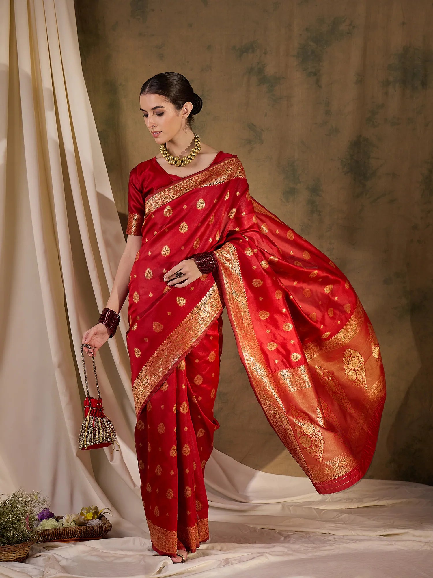 Red Banarasi Saree - Womens Indian Sarees Online