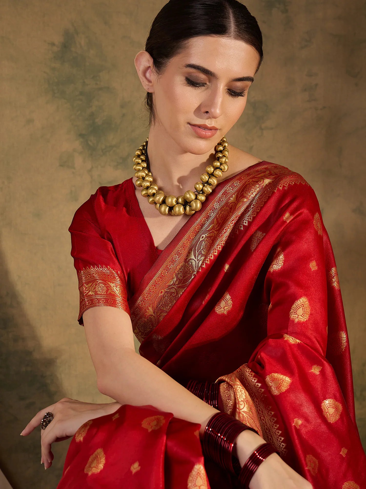 Red Banarasi Saree - Womens Indian Sarees Online