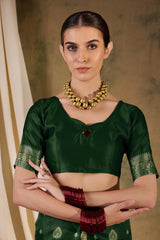 Womens Fashion Ethnic Green Color Sarees-MLSHWSA1348GRN0ONE