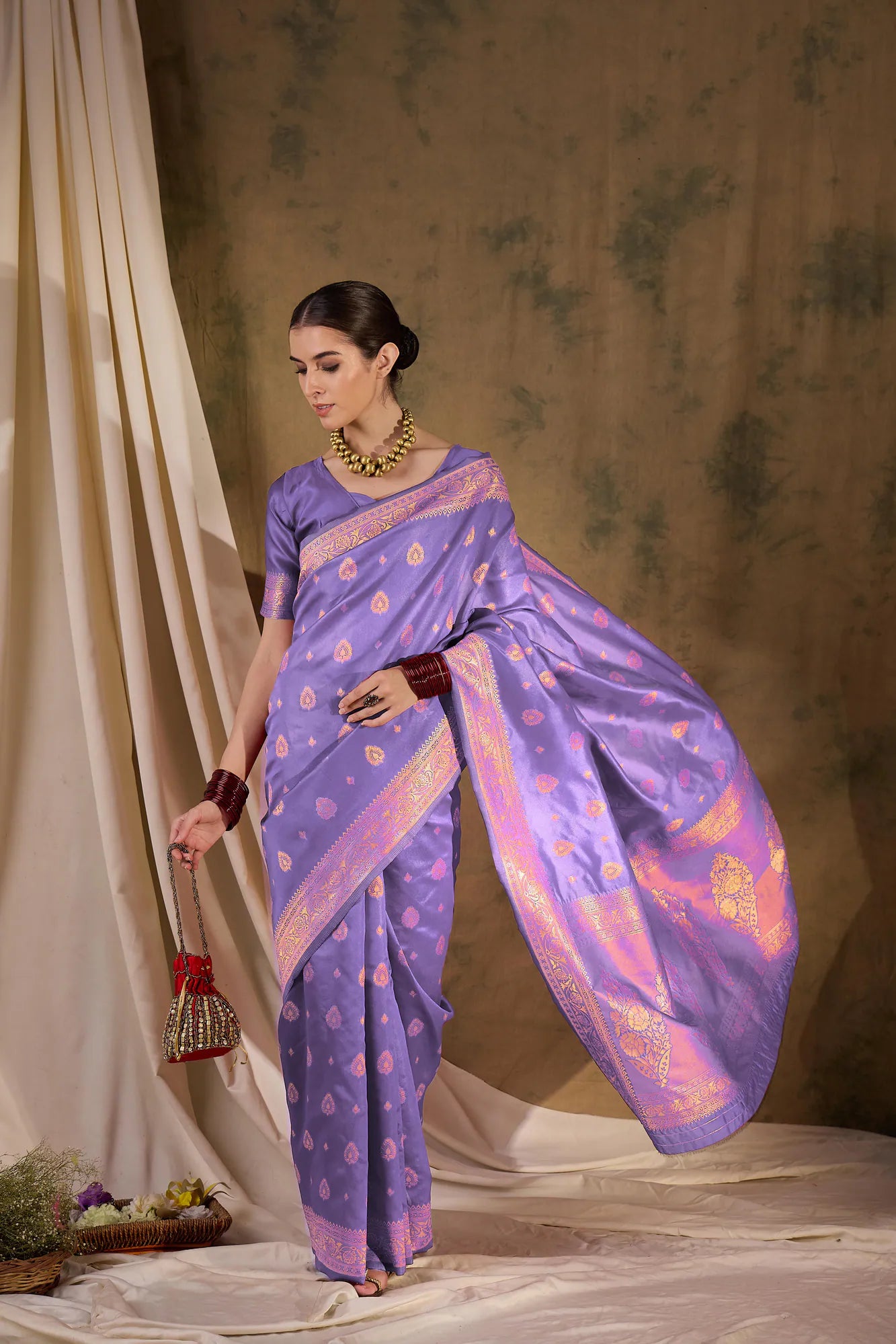 Affordable Purple Polyester Saree | Modern Indian Fashion