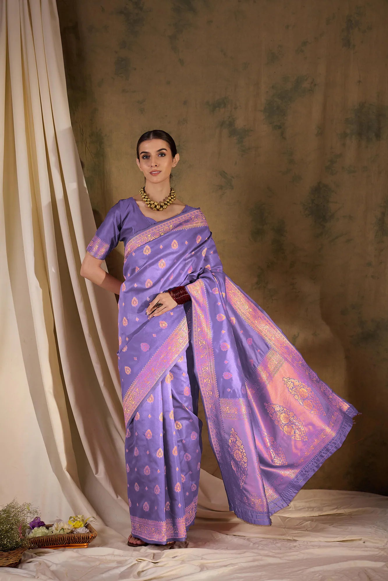 Affordable Purple Polyester Saree | Modern Indian Fashion