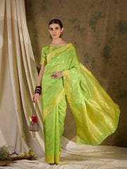 Womens Fashion Ethnic Pista Green Color Sarees-MLSHWSA1351PSG0ONE