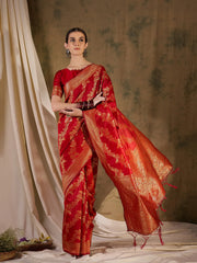 Womens Fashion Ethnic Red Color Sarees-MLSHWSA1353RED0ONE
