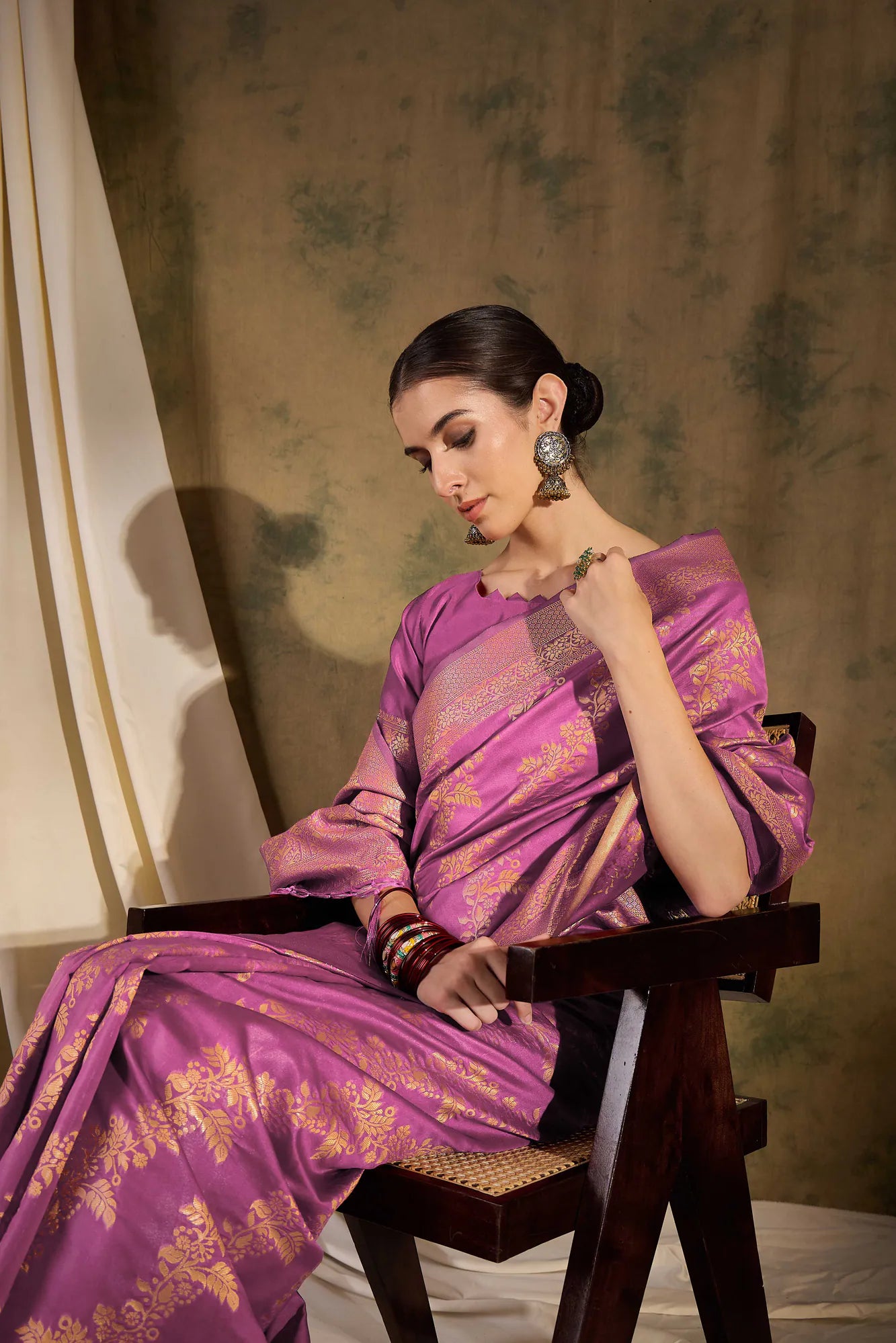Pink Polyester Saree | Banarasi Weave | Indian Sari
