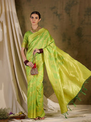 Womens Fashion Ethnic Pista Green Color Sarees-MLSHWSA1357PSG0ONE