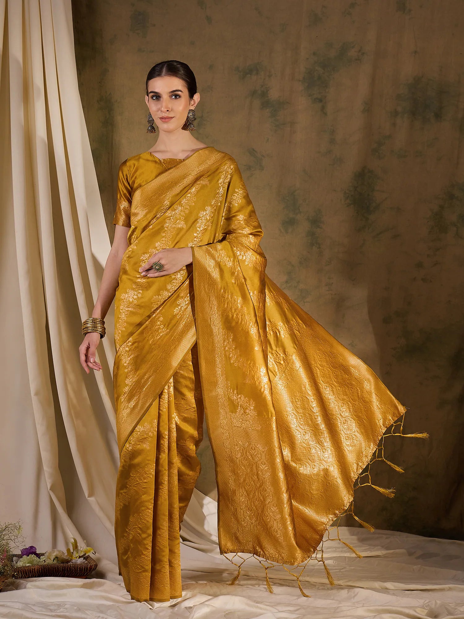 Mustard Woven Saree | Designer Sarees India