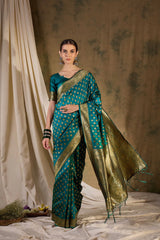 Womens Fashion Ethnic Teal Color Sarees-MLSHWSA1363TEL0ONE