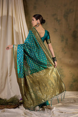 Womens Fashion Ethnic Teal Color Sarees-MLSHWSA1363TEL0ONE