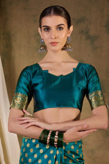 Womens Fashion Ethnic Teal Color Sarees-MLSHWSA1363TEL0ONE