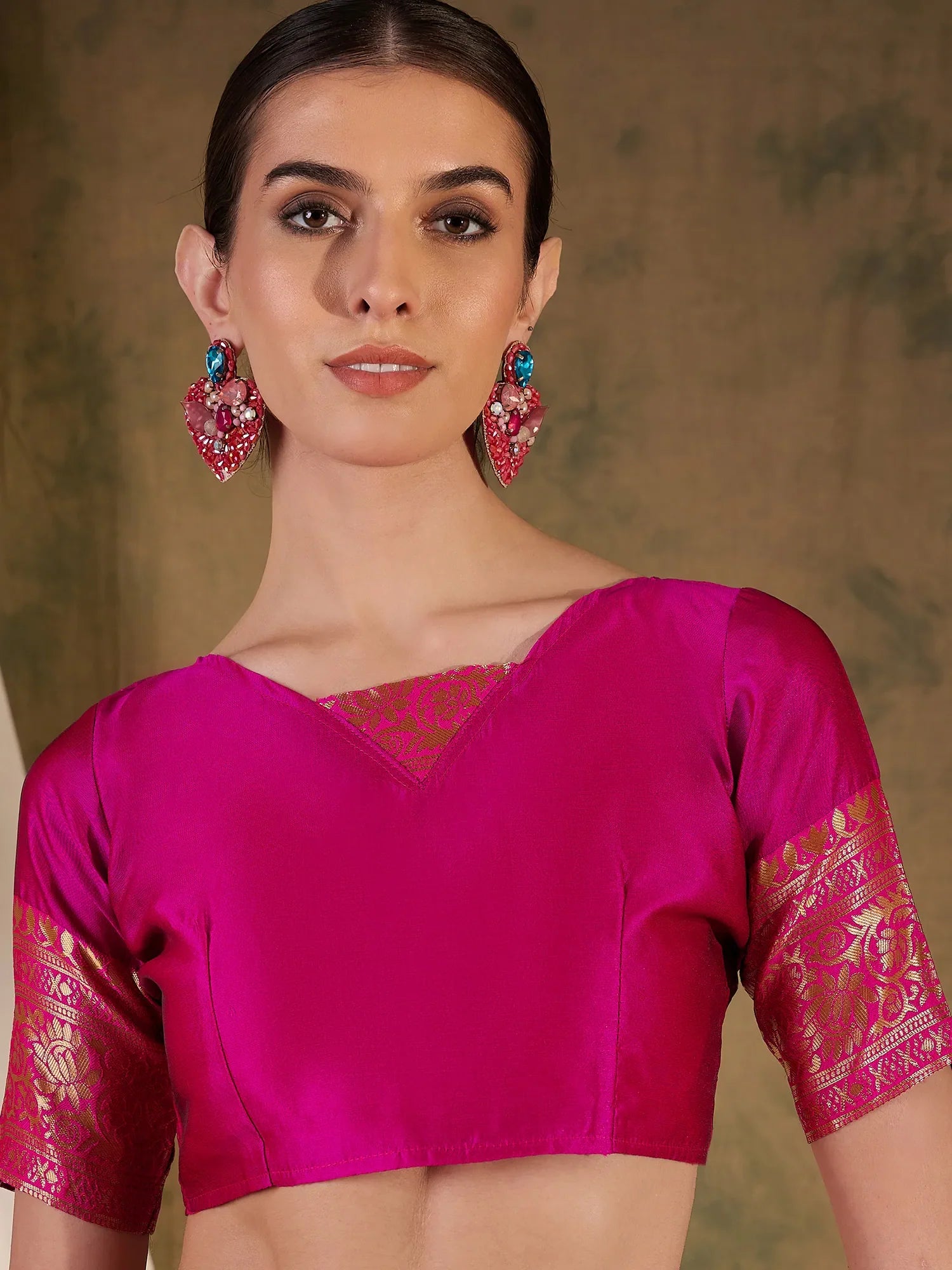 Pink Woven Polyester Indian Sari - Elegant Ethnic Saree