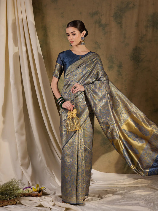 Womens Fashion Ethnic Grey Color Sarees-MLSHWSA1366GRY0ONE 1500