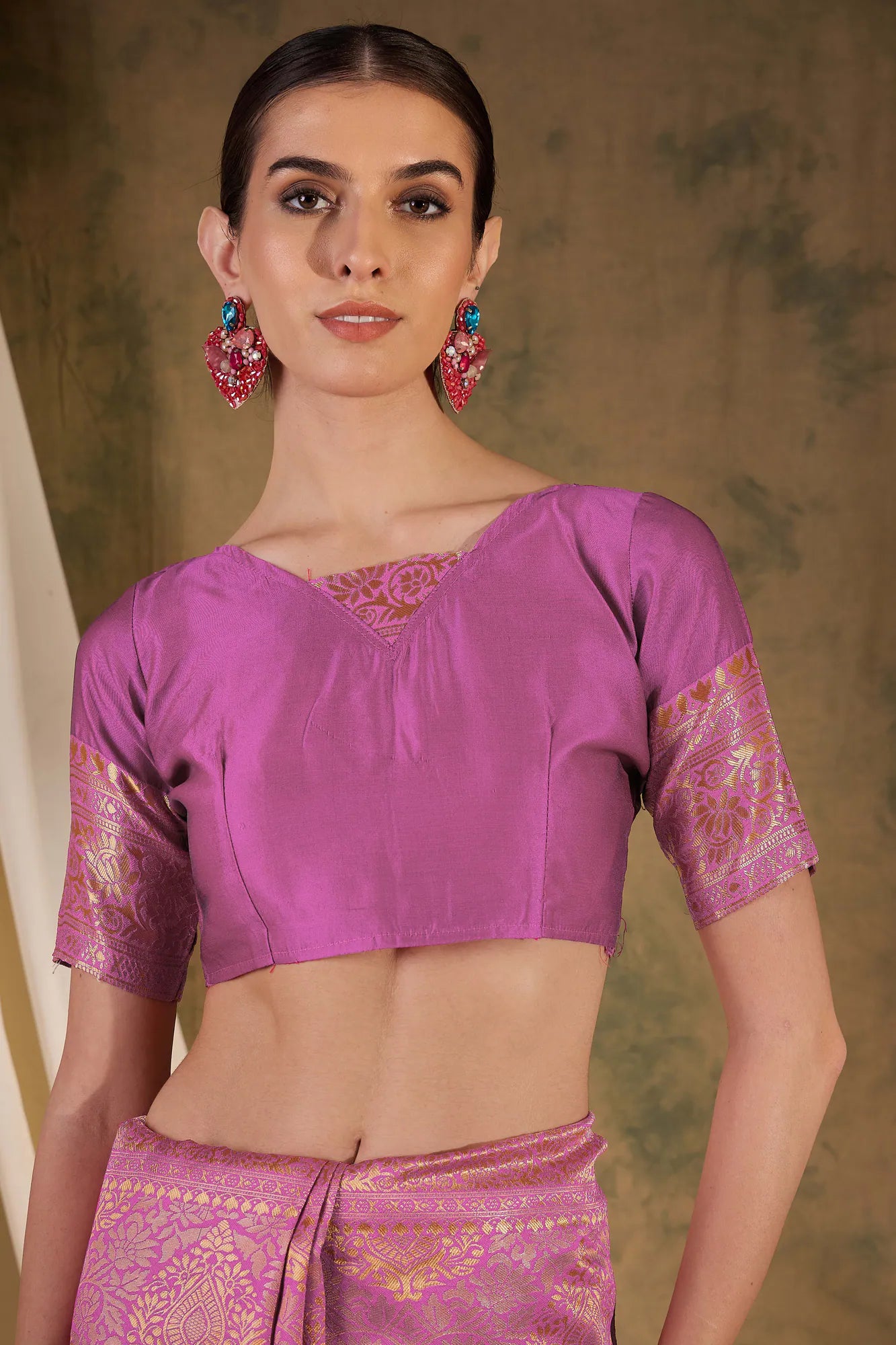 Pink Woven Polyester Saree | Indian Sari & Designer Sarees India