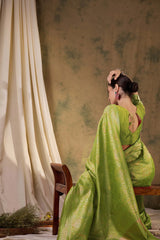 Womens Fashion Ethnic Pista Green Color Sarees-MLSHWSA1368PSG0ONE