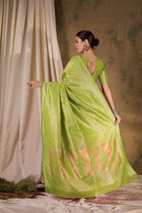 Womens Fashion Ethnic Pista Green Color Sarees-MLSHWSA1368PSG0ONE