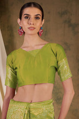 Womens Fashion Ethnic Pista Green Color Sarees-MLSHWSA1368PSG0ONE