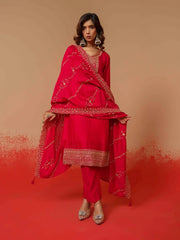 Art Silk Fabric Rani Colour Top Bottom Dupatta Set-MLWSHKS4381PNK