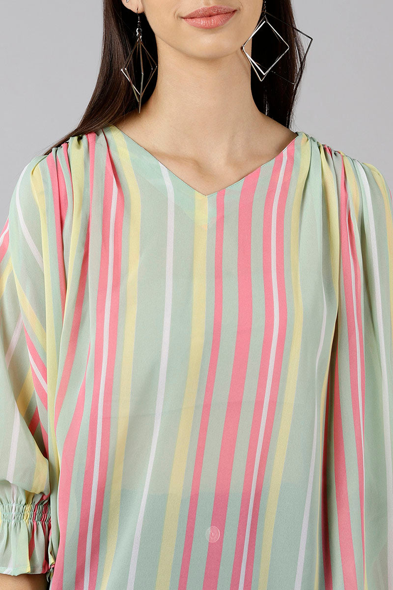 Multi Color Georgette Striped Top VT1191 | DesiQlo