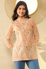 Orange Cotton Blend Abstract Printed Regular Tunic VT1291