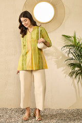 Green Rayon Blend Floral Printed Regular Top VT1348