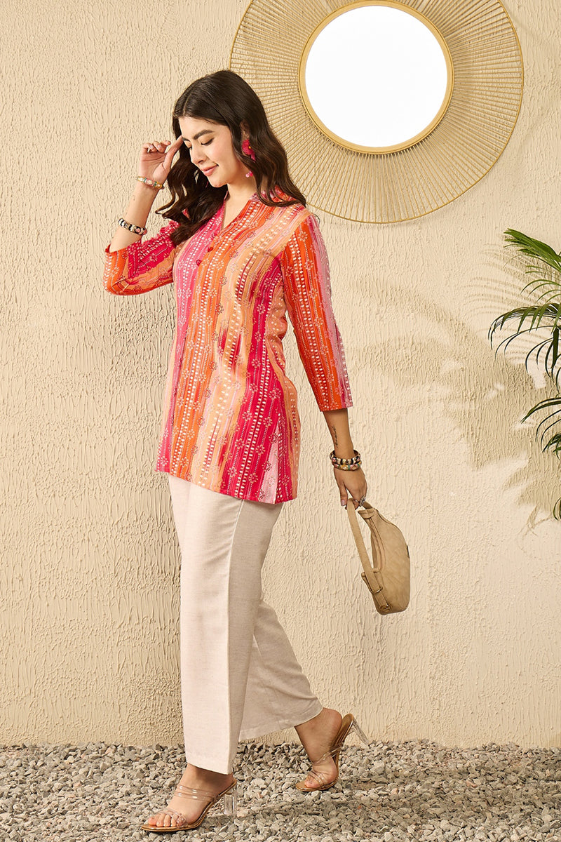Orange Rayon Blend Floral Printed Regular Top VT1349 | DesiQlo