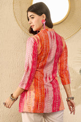 Orange Rayon Blend Floral Printed Regular Top VT1349
