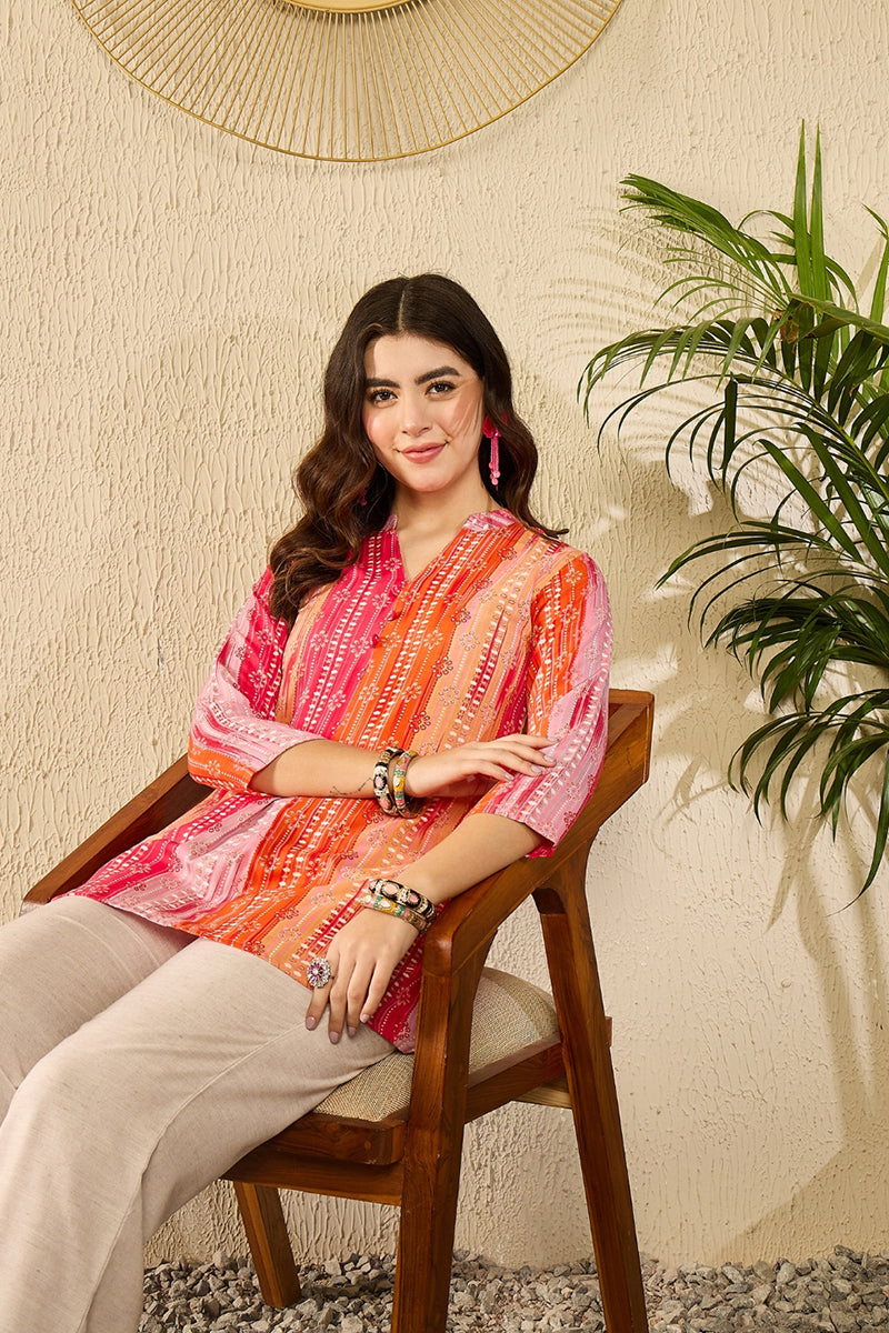 Orange Rayon Blend Floral Printed Regular Top VT1349 | DesiQlo