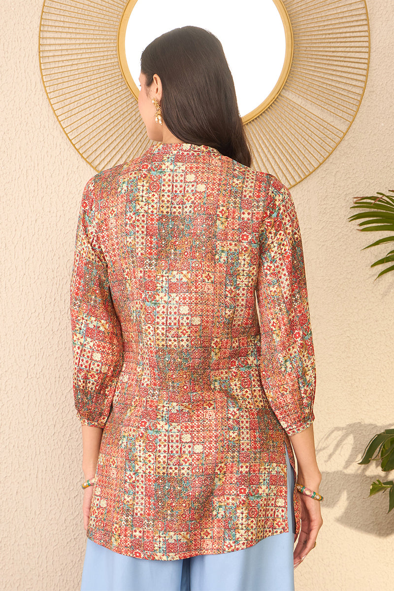 Multi Rayon Blend Abstract Printed Regular Top VT1370 | DesiQlo
