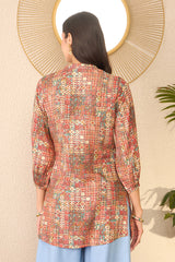 Multi Rayon Blend Abstract Printed Regular Top VT1370