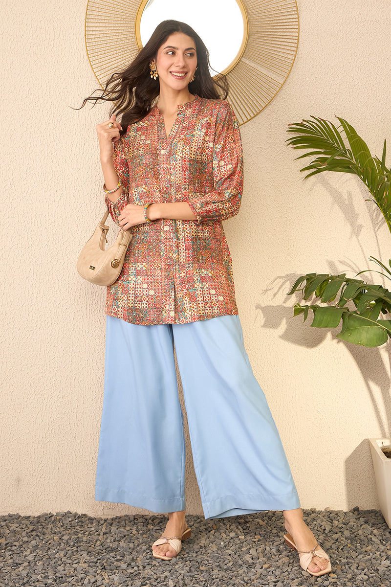 Multi Rayon Blend Abstract Printed Regular Top VT1370 | DesiQlo