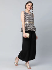 Black Digital Printed Top with Palazzo Set-AHTPPZ-COMBO-418-FF
